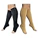 HealthyNees 2 Pairs Combo Zipper Compression Medical Grade Leg Calf Relief Swelling Circulation Support Socks (L/XL)