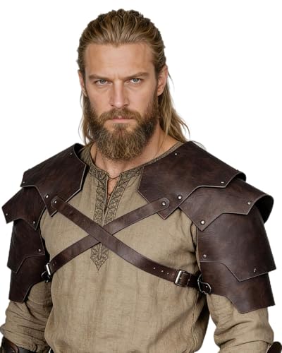 Medieval Leather Pauldron Shoulder Armor Viking Renaissance LARP Cosplay Accessory