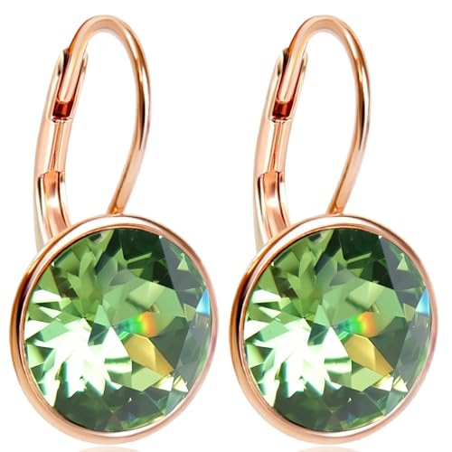 925 Ohrringe Rosegold Grün Kristalle Peridot Sterling Silber vergoldet...