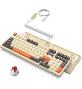 ATTACK SHARK K98 przewodowa mechaniczna klawiatura do gier Hot-Swap z odłączaną metalową zwijaną kabiną USB C...