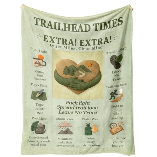 Hiking Throw Blanket 60x50 Flannel Mountain Map Gift