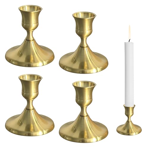 Juego de 4 candelabros, candelabros de cono para candelabros de metal, decoración vintage, decoración de mesa vintage para bodas, Navidad, salón, ceremonias de boda