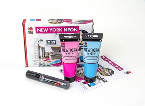 Marabu New York Neon Set Joy Of Life, Multicoloured, (334, 355, 073), Single Set, Art & Craft Kit for Home Upcycling, Painting - Image 2