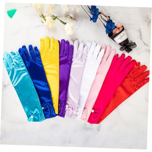 Guantes largos de comunión y boda infantil complemento de satén para vestidos de gala 6