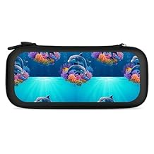 PPIKTC Carrying Case Compatible with Nintendo Switch, Travel Storage Holder Bag with 15 Game Cartridges, Dolphin Under Sea World