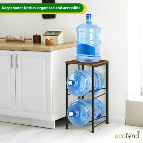 Image of ecofynd 2 Tier Water Dispenser Stand with Top Shelf, Heavy Duty Water Cooler Storage Rack, 20 Litre Engineered Wood & Metal Bottle Holder for Home & Kitchen, Office, School, Hospitals, Restaurants