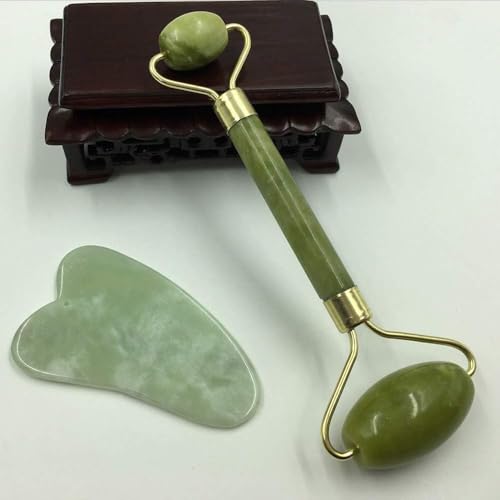 Rolo de Jade e Raspador Gua Sha, para cuidados com a pele, antienvelhecimento (Megamix)