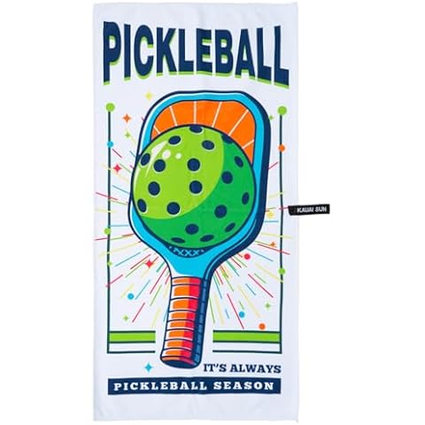 Kauai Sun Pickleball Microfiber Cotton Towel, Quick-Dry Sports Towel, 32x16in, White - It’s Always Pickleball Season, Pickle Ball Gifts and Accessories Cover