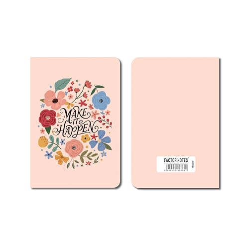 Image of FACTOR NOTES A6 Notebook (Make It Happen) | Ruled, 160 Pages, 90 GSM Thick Paper | Cute Aesthetic Notebook for Women