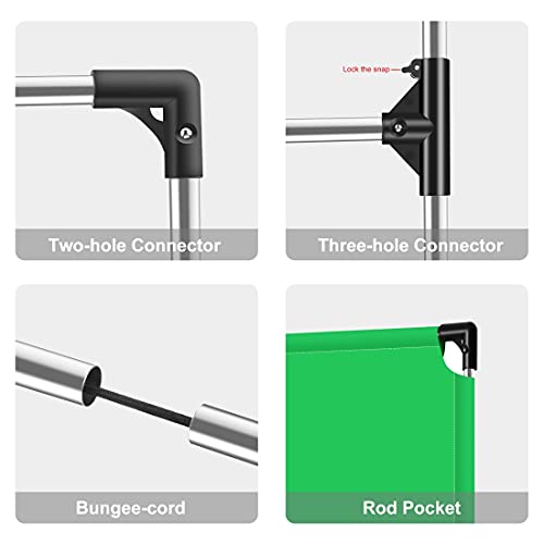 PULUZ Tela verde de fundo verde de 2 x 2 m, fundo portátil dobrável Chromakey com base de alumínio p