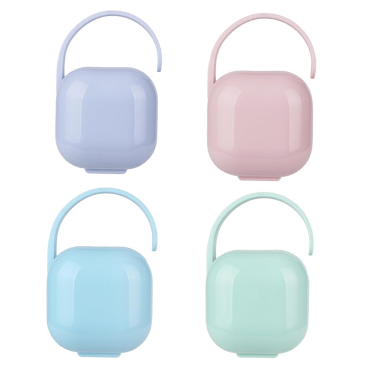 Vaguelly 4Pcs Portable Pacifier Storage Box for Babies PP Pacifier Holder Case Lid Teething Toy Organizer for Travel and Outdoor Use