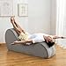 TESZONE Yoga Chaise Lounge Chair, Velet Yoga Lounge Chair for Stretching Relaxation with Side Pockets Non-Slip Bottom Removable Cover (Grey)