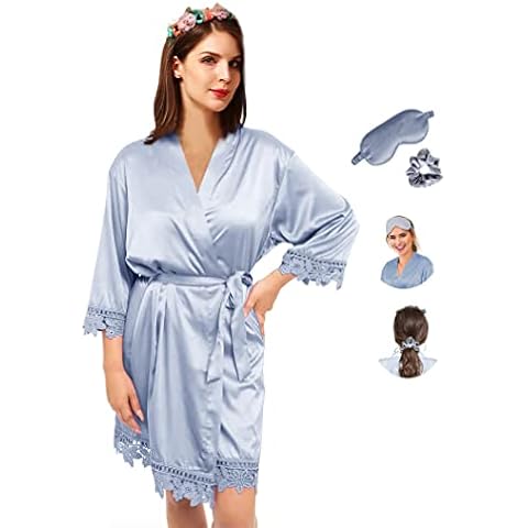 Y WJing Yi Jia Women's Silk Satin Kimono Robe Cover