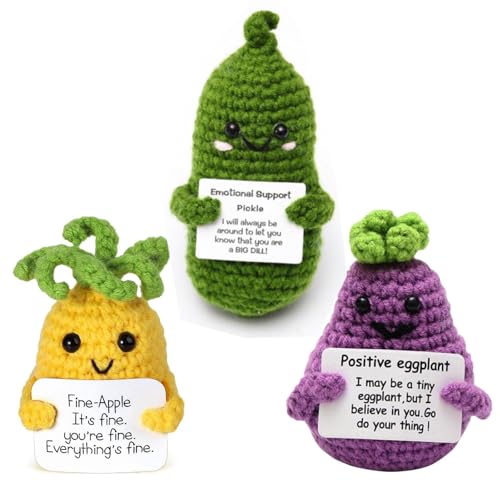 Crochet Positive Fruits, 3 Pcs Funny Knitting Dolls, Creative Cut...