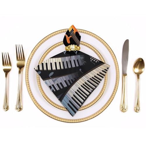 Servilletas de tela estampado piano guitarra 4 unidades miniatura 3
