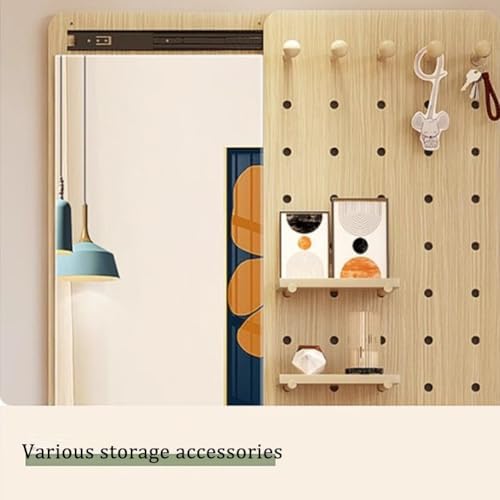 Wood Pegboard Organizer Kit - Wall Mounted Modular Full Body Mirror for Living Room, Entryway & Home Decor - Versatile Storage & Display Solution