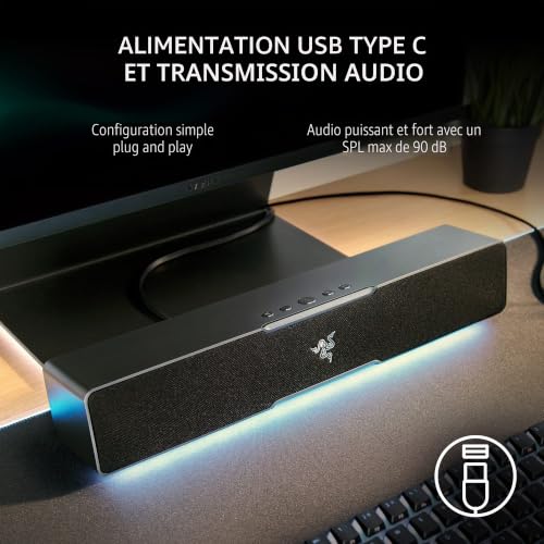 Razer Leviathan V2 X : Barre de Son PC avec Pilotes de Gamme complète – Design Compact – Chroma RVB – Alimentation USB de Type C et Livraison Audio – Bluetooth 5.0 – pour PC, Ordinateur Portable, – vue 4