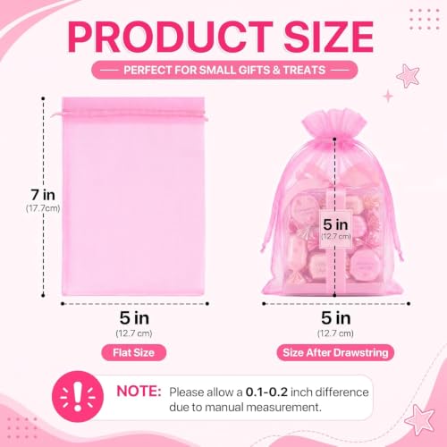 Image of XCLUSY 20PCS (13X18CM)(5x7 inchINCH) Potli Bags for Gifting - Multipurpose Wedding Return Gift Bags | Party Favour, Birthday, Anniversary, Festive Packing Pouches | Organza, Cloth, Brocade, Fancy Luxury Goodie Bags (PINK, 1 Count(Pack of 20))