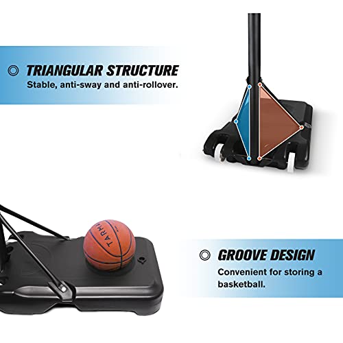 Kangaroo Hoppers Portable Basketball Hoop & Goal For Kids, Height Adjustable 5Ft- 6.8Ft, Basketball System With Wheels For Indoor & Outdoor #TOP2