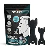Nasenstrips Anti-Schnarch Schwarz 60 Stück Größen-Mix Schnarchstopper für bessere Atmung in der Nacht, öffnen verstopfte Nasenwege, starker Halt, hautfreundlich, atmungsaktives Pflaster, extra starke