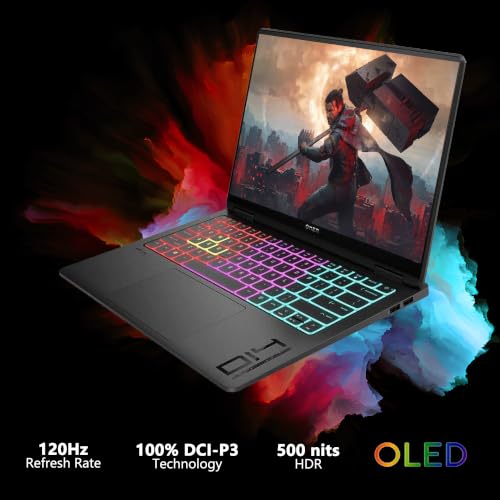 Image of HP Omen Transcend 14 Gaming AI Laptop 14 inch 3k OLED 120Hz (100% DCI-P3, HDR 500nits) Intel 16-core Ultra 9 285H 32GB RAM 512GB SSD GeForce RTX 5070 (798 AI Tops) RGB Backlit Thunderbolt Win11 ICP Hub