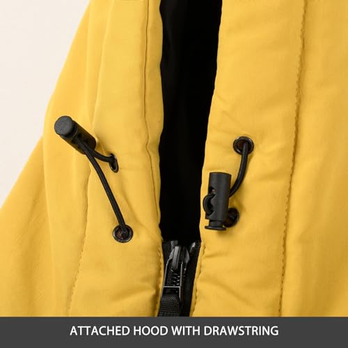 Image of MADHERO Men's Puffer Vest with Hood Water-Resistant Winter Puffy Vests Outerwear Mustard Yellow Size M