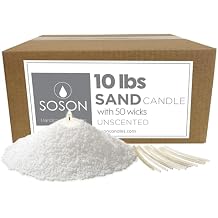 Simply Soson 10 lb White Unscented Pearled Candle, Sand Wax Candle, Long Lasting Powder, Refillable Natural Wax with 50 Wicks for Candle Making