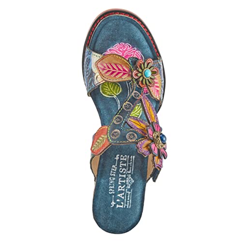 Spring Step L'Artiste Rossie Hand-Painted Leather Sandals – Women’s Slip-On Platform Sandal with Hook & Loop Closure, Colorful Heel, Adjustable Strap3