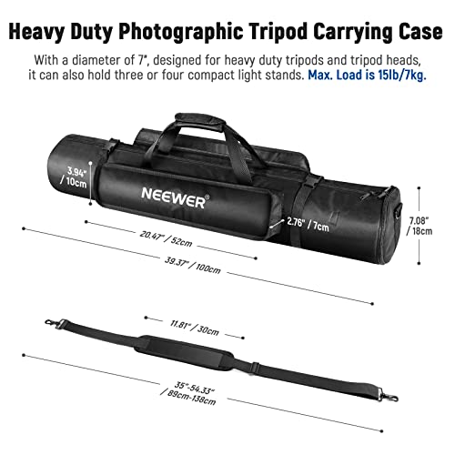 Neewer 39.37"/1M Tripod Carrying Case, Heavy Duty Waterproof Nylon Bag With Handles & Shoulder Straps, Compact Case With Full Length Zippered Closure, External Pocket For Light Stand/Boom Stand/Tripod #TOP3