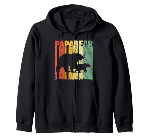 Papa Bear Vintage Retro 2021 Divertido Mejor Papá del Mundo Sudadera con Capucha