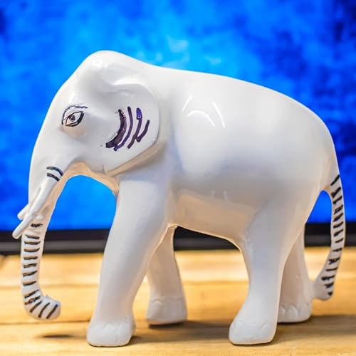 Image of Pure Brass White Elephant Statue | Vastu Remedy for Fame, Recognition & Success | Premium White-Coated Brass Elephant for North & South Zone Energy Enhancement