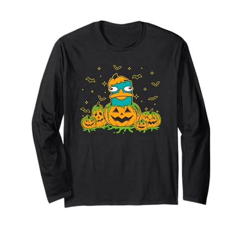 Disney Phineas And Ferb Halloween Pumpkin Perry The Platypus 長袖Tシャツ