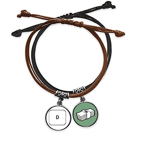 Pulsera cuerda mano y cuero con simbolo de dinero para tus looks urbanos y diarios