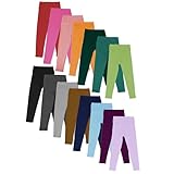 SOFTMILK Girls Leggings Solid Color High Waist Casual Yoga Leggings Toddlers' Fashion Stretchy Tight Pants for Sports Active Random 5 Colors (US, Age, 7 Year, 8 Year, 5 Random Colors)