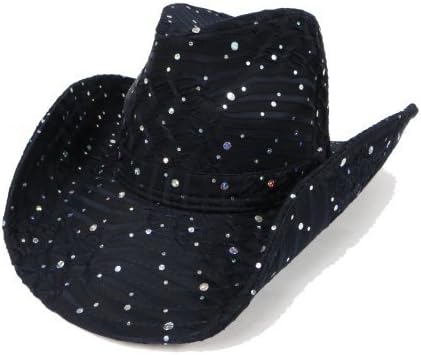 Glitter Sparkle Western Hats / Black Apparel