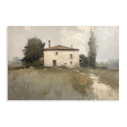 Peinture à l'huile rétro style rural impression sur toile 61x91 cm