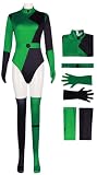 Womens Shego Costume Swimsuit Monokini Green Bathing Suit Halloween Cosplay Bodysuit Jumpsuit Outfits (US, Alpha, Small, Regular, Regular, Green)