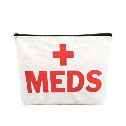Sudaporn Meds Bag Makeup Storage Pouch Nurse Med Medicial Organizer Travel Bag for Doctor Medician Birthday Thank You Gift Medicine Pill Pouch Travel Toiletry Cosmetics Bag Organiser for Purse