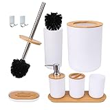 Badezimmer Zubehör Set 10-teiliges Bade-Ensemble inkl. Seifenspender, Zahnbürstenhalter, Zahnbürstenbecher, Seifenschale für dekorative Arbeitsplatte und Einweihungsgeschenk, Weiß