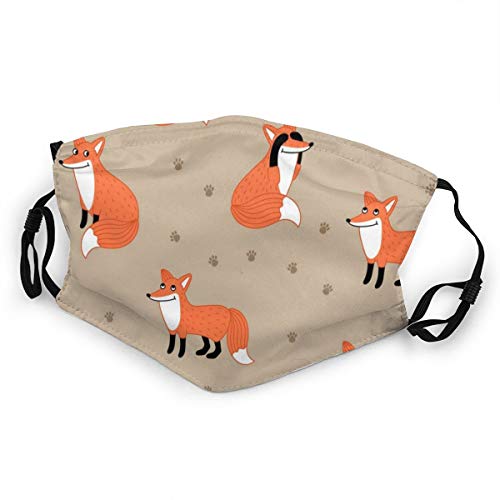Preisvergleich Produktbild Xqqr Kinder-Mundschutz mit lustigem Fuchsmuster, Pfotenabdruck, waschbar, verstellbar