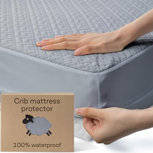 Image of Niagara 1 Pack Viscose Made from Bamboo 100% Waterproof Crib Mattress Protector, Soft Breathable Crib Mattress Protector with Deep Pocket, Crib Mattress Pad for Toddler and Baby (52x28, Gray)