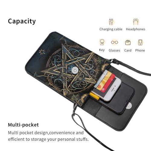 Pentagram Mystic Altar Gothic Vintage Leather Small Crossbody Bags for Women Cell Phone Bag Wallet Purses with Adjustable Strap4