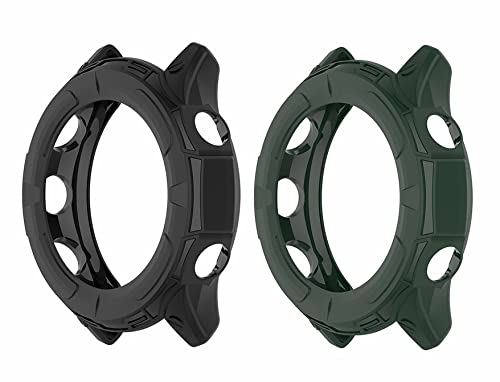 SHEAWA for Garmin(�K�[�~��) Forerunner 255 �P�[�X �J�o�[ 2�Z�b�g �ی�P�[�X TPU�S�� �݊��i �ϏՌ� �ی�J�o�[ �A�N�Z�T���[ (�u���b�N+�A�[�~�[�O���[��)