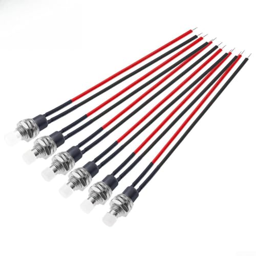 AugustknowU 6Pcs Pre-Wired Momentary Push Button Switch For 250V AC Circuits, Metal And Plastic Construction, 7mm Hole Mounting Compatibility(A)