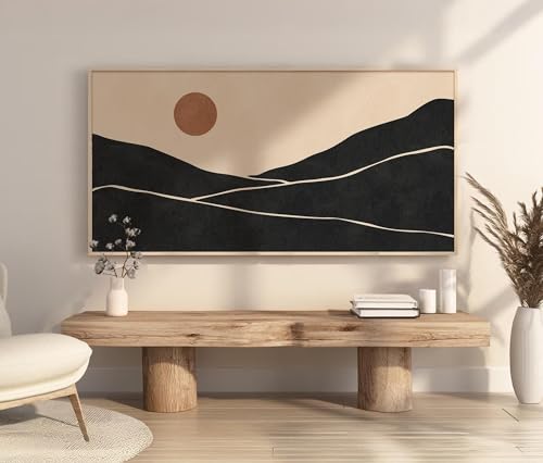Toile imprimée abstraite de montagne art mural moderne milieu du siècle