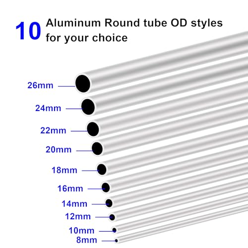 6063 Aluminium Rundrohr 18mm OD/Außendurchmesser x 2,0mm Wandstärke, 300mm Länge, LAVMHAB Runde Aluminium-Schläuche Aluminium rohre Nahtlose gerade Rohre (2 Stück)