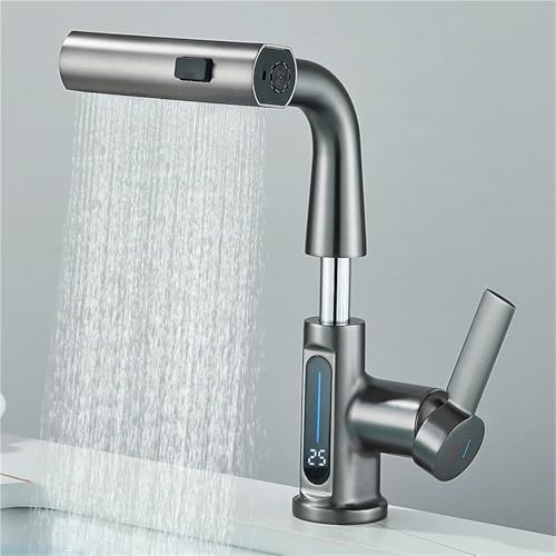 Evitez les brûlures avec ce robinet de lavabo à affichage de température blanc - 3