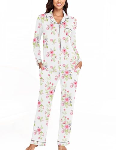 Image of Veseacky Women's Ribbed Knit Pajamas Set 2 Piece Warm Soft Loungewear Sleepwear Pjs S-XXL