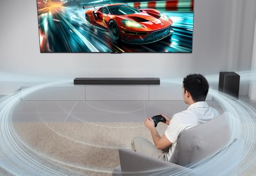 TCL Barre de Son Q75H 5.1.2 ch pour TV, 620 Watts, Home cinéma, Surround cinéma, Expansion sonore, Dolby Atmos, DTS:X, HDMI eARC, Bluetooth 5.1, Une télécommande, USB, Optique, Montage Mural Possible