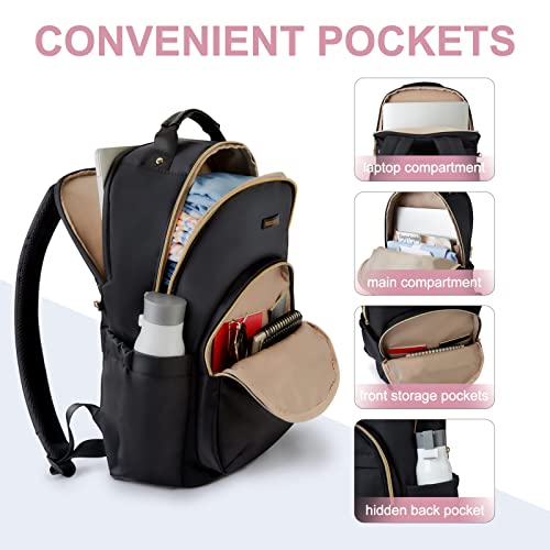 Light Flight Laptop Backpack For Women Computer Bag 15.6 Casual Notebook Back Packs For Work Travel Business Trip College, Practical Gift For Women And Family Black #TOP1